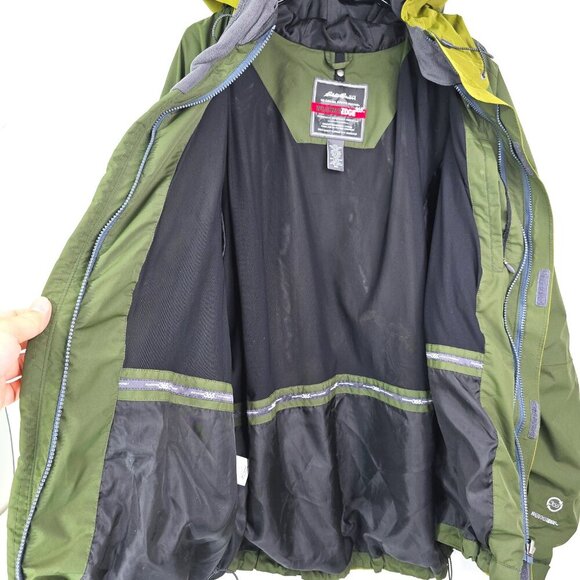 Eddie Bauer Weather Edge 365 Olive Green Color Block Waterproof Hooded Jacket - Picture 9 of 12